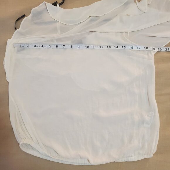 Forever 21 Blouse One Shoulder Ruffle Sheer White with Adjustable Side Strap - Picture 8 of 9